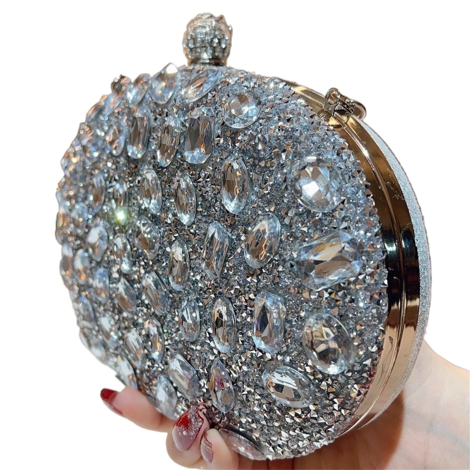 Bolso de mano de noche for novia con cuentas y cristales de imitación de diamantes de imitación ovalados Para Boda Fiesta, Banquete