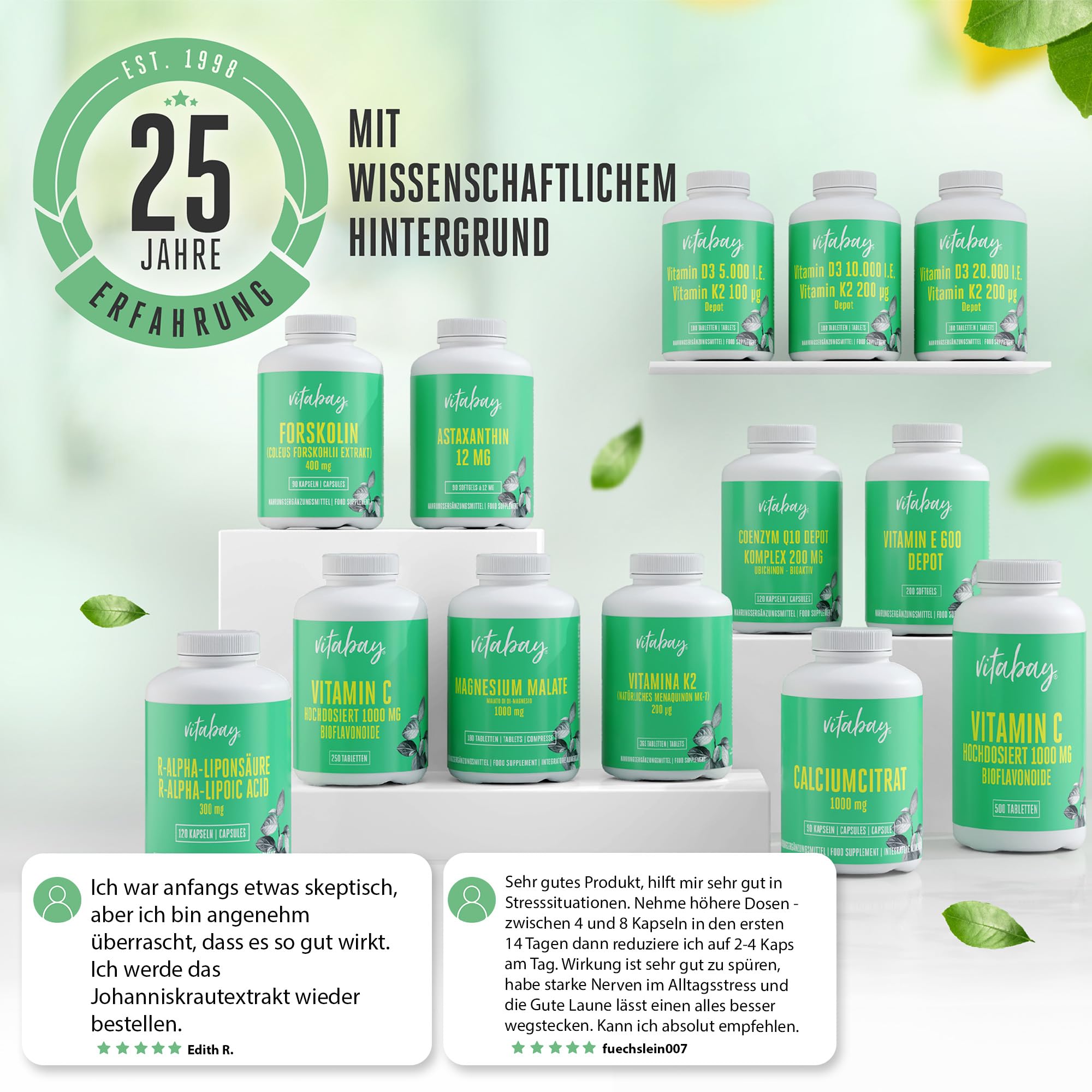 Vitabay Johanniskraut Extrakt 2000 mg • 90 vegane Kapseln • St. John's Wort • Hochdosiert • Liefert Hypericin • Schonende Verarbeitung • Made in Germany