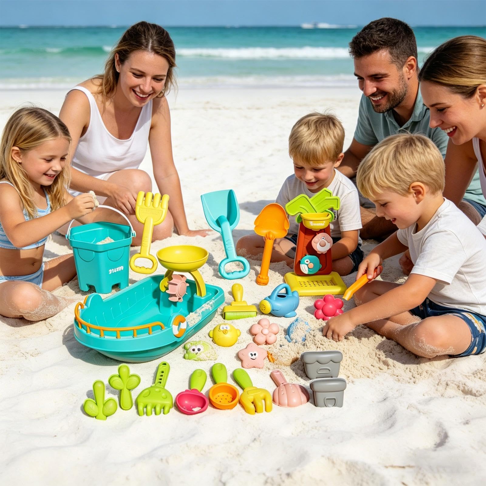 Zabawki do piaskownicy 25-częściowe zabawne gry do kopania | Zabawki piaskowe na plażę do wody, pływania, nurkowania, wakacji, dla rodziny, na zewnątrz, basenu