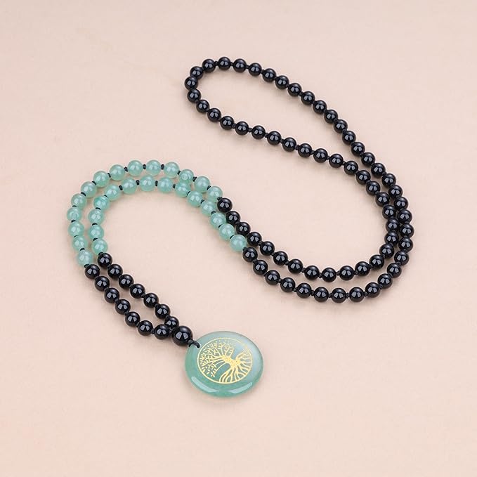 COAI Handgemaakte 108 Mala Stenen Kralen Ketting voor Vrouwen, 7 Chakra COAI Handgemaakte 108 Mala Stenen Kralen Ketting voor Vrouwen, 7 Chakra