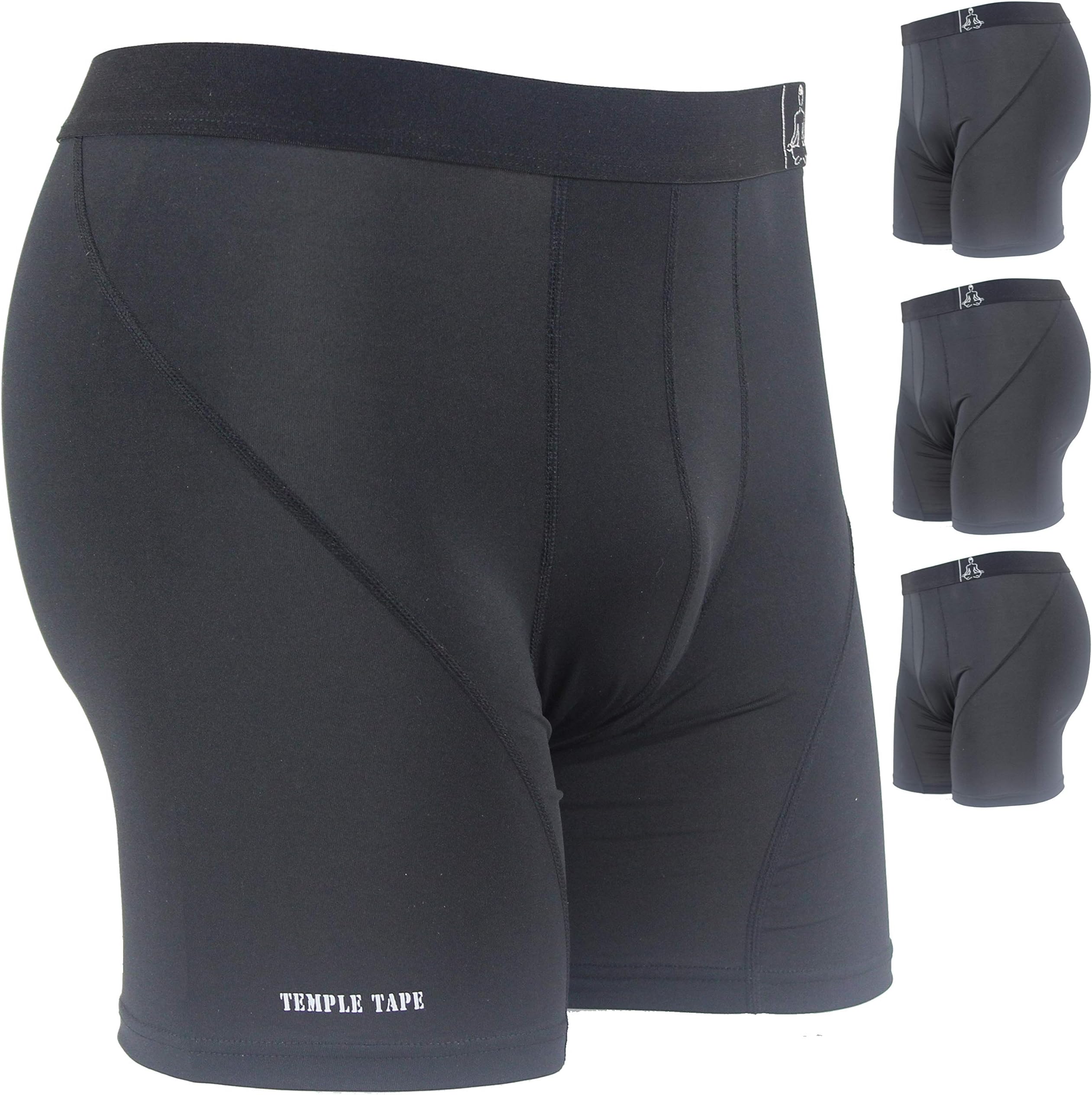 Temple Tape Compression Mens Underwear - Sports Performance Boxer Briefs 3-Pack