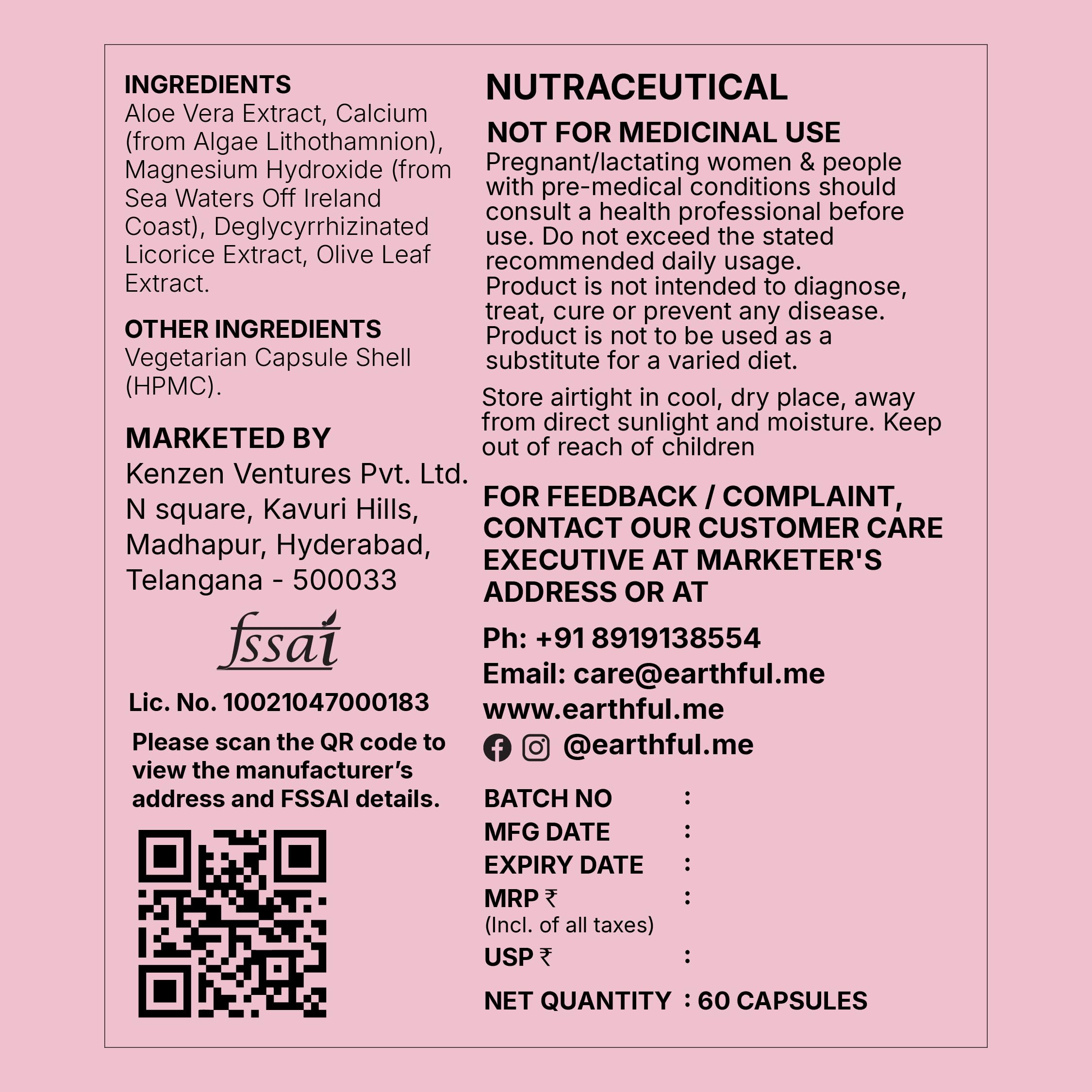 Earthful AcidCalm™ Digestive Comfort Supplement, Capsules, 60 Count — Amazon image 4
