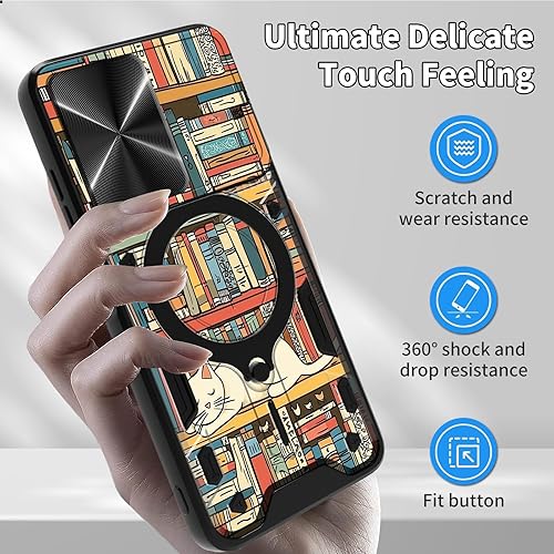 Vista 373 de Funda para Samsung Galaxy A13 5G con cubierta deslizante para lente de cámara y anillo giratorio de 360 grados, soporte híbrido de doble capa Flores