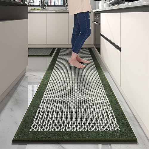 Miniatura 8 de PADOOR Juego de 2 alfombras de cocina antideslizantes, alfombras extragrandes de 2.5 x 6 pies + 20 x 32 pulgadas para suelo de cocina