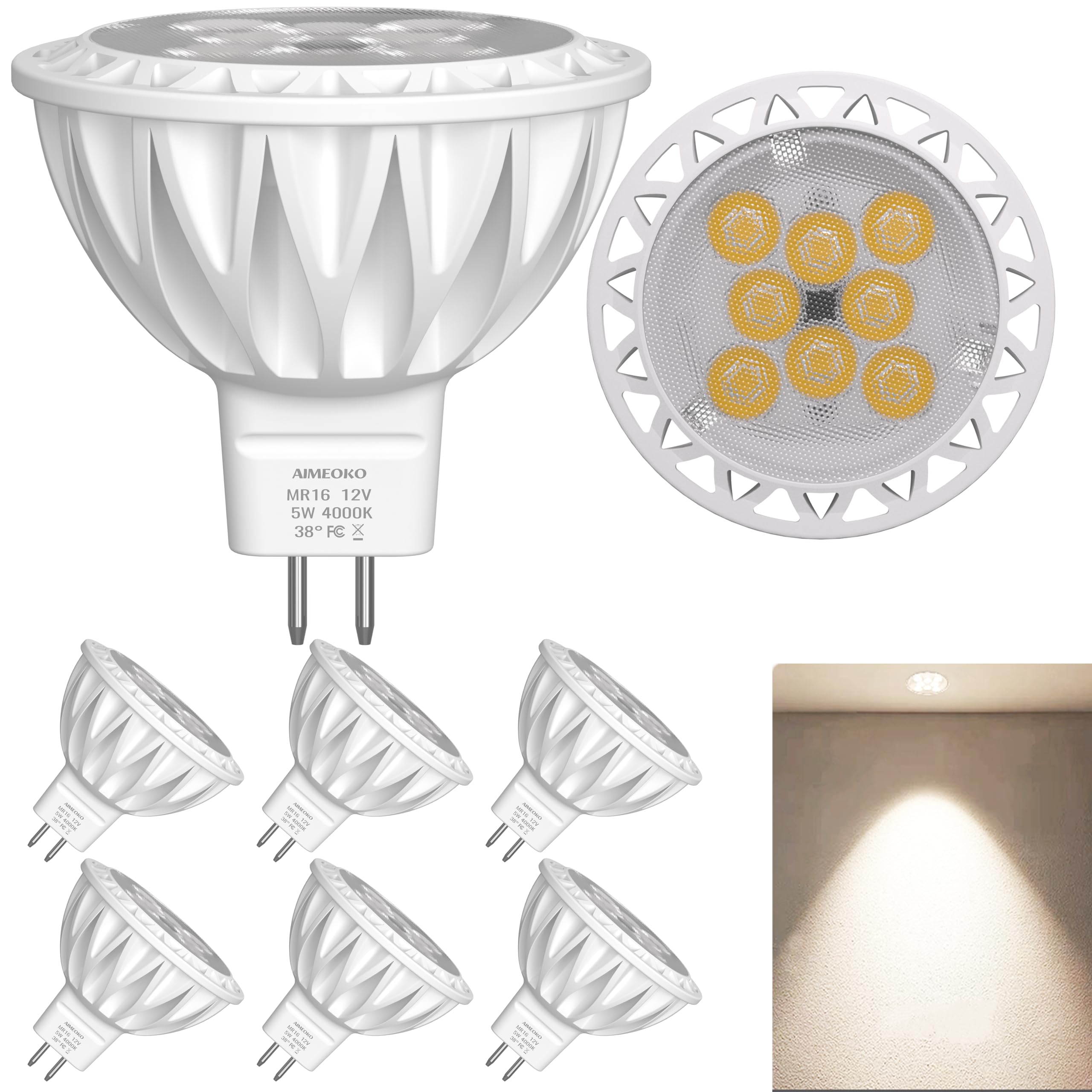 SolarLuce MR16 LED LAMP 13個 AIMEOKO MR16 LED Bulb Light Bulbs 6 Pack, 5W (50W Halogen