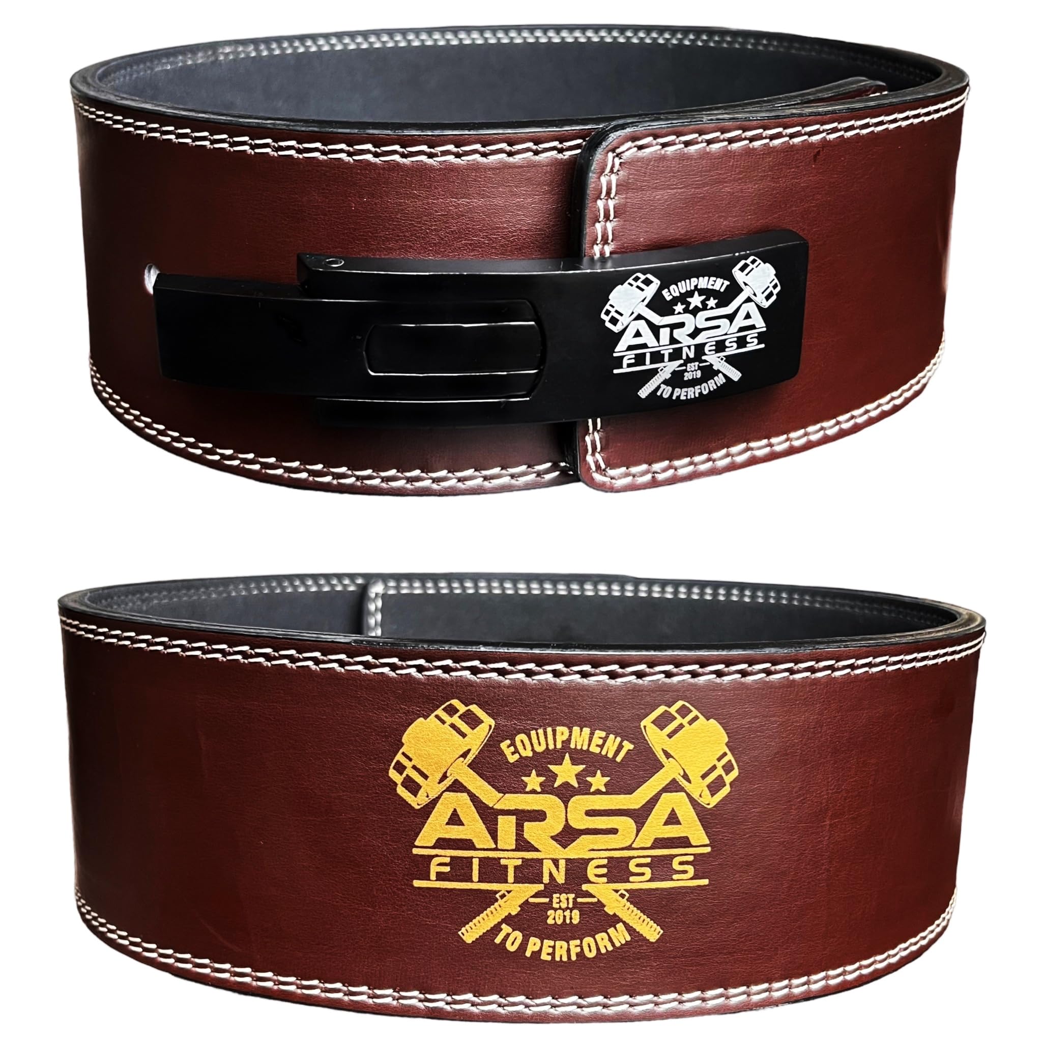 Arsa Fitness Weightlifting Adjustable Lever Belt for Men & Women Leather Weight Belt for Powerlifting Back Support Workout Deadlifts Squats 10MM Thickness 4" Width Royal Oak