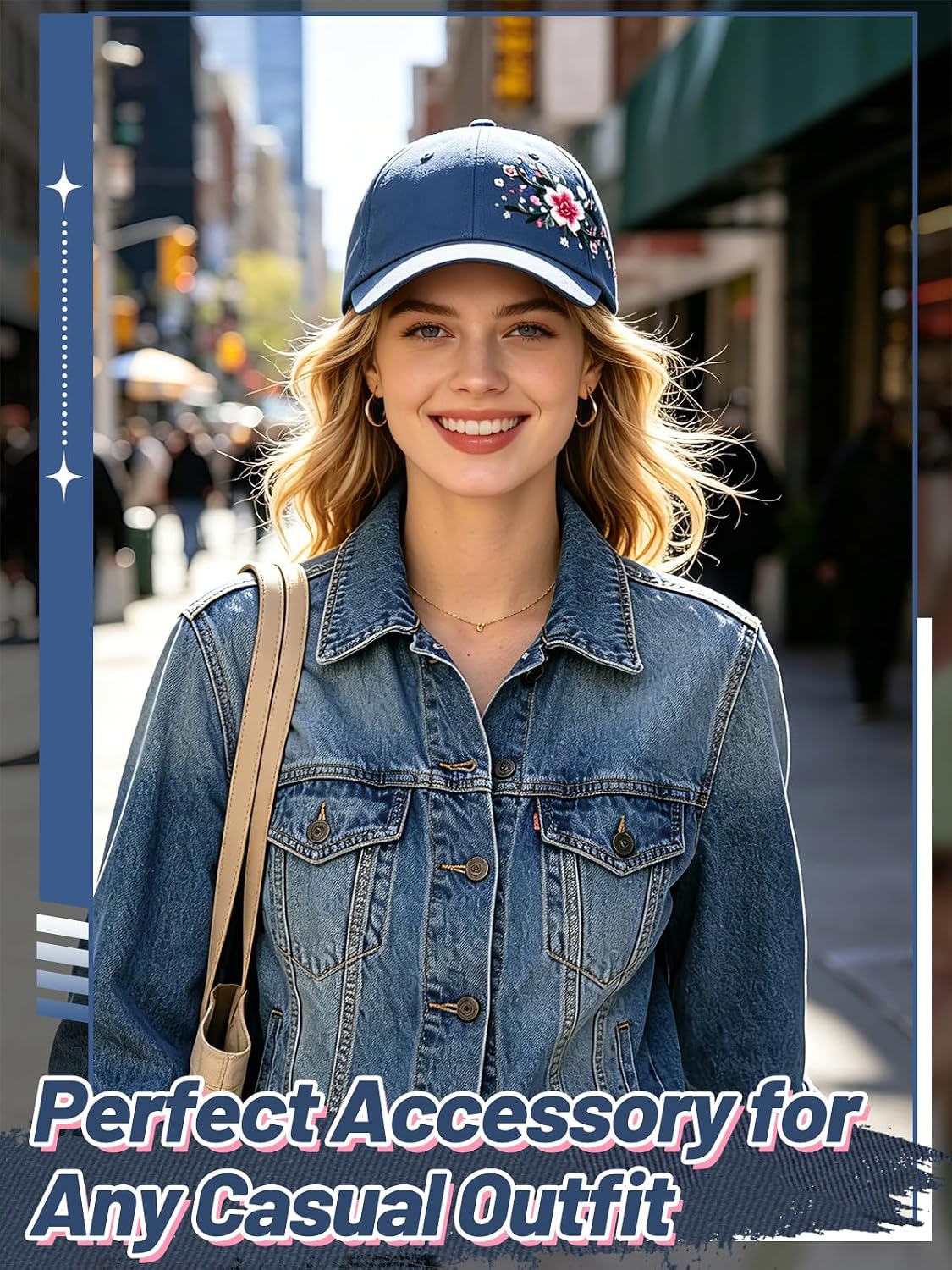 Biggun Trendy Embroidered Baseball Cap for Girls Women Men - Adjustable Soft Breathable Hats for Casual Wear