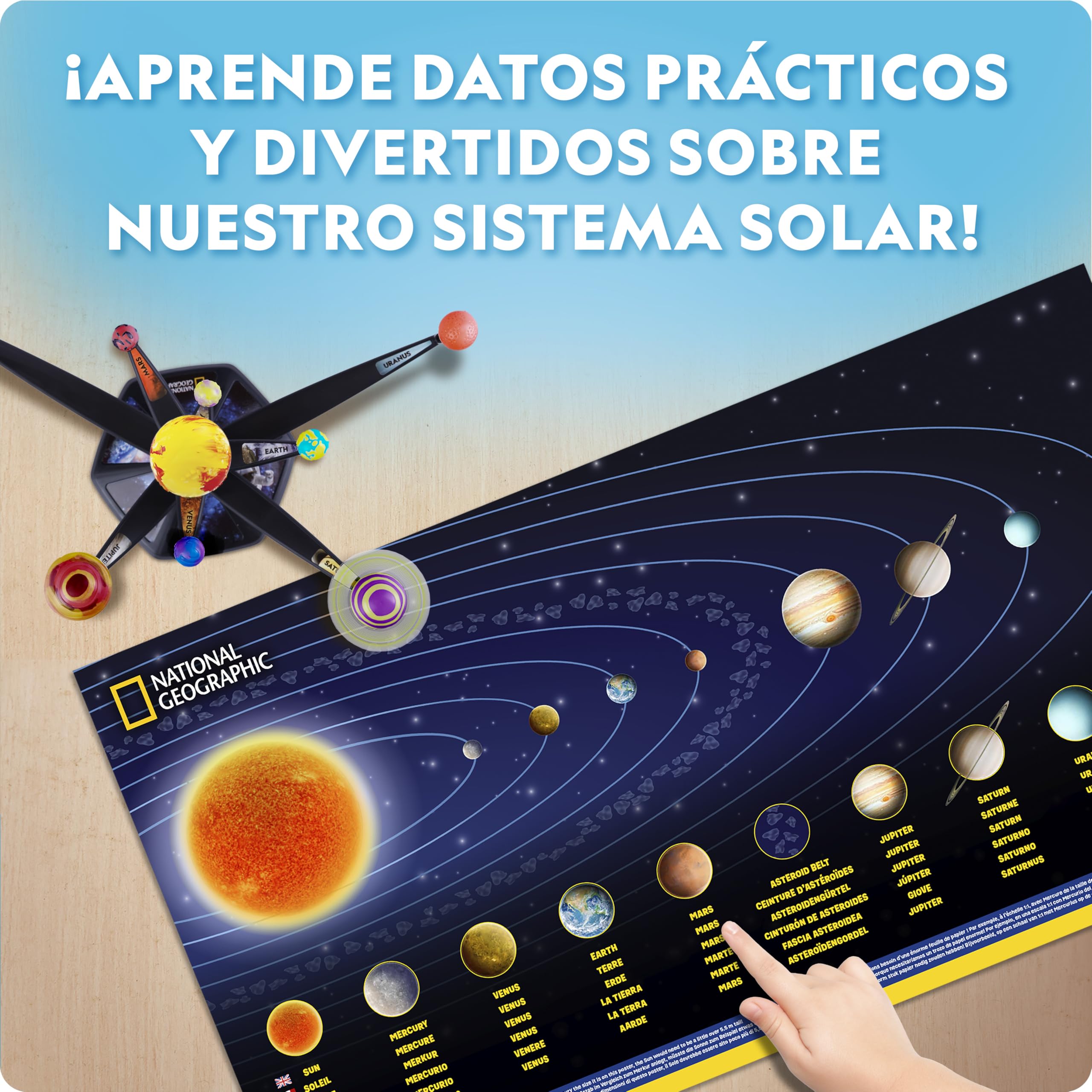 National Geographic Modelo de Sistema Solar Que Brilla en la Oscuridad para Niños – Construye y Pinta un Modelo 3D con Brazos Móviles, Proyecto CTIM para Niños de 8-12 Años