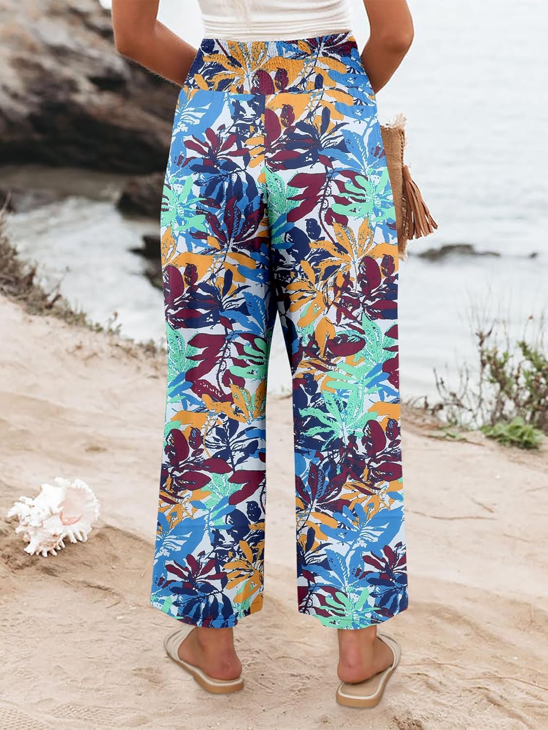 Angerella Women's Wide Leg Pants Casual High Waisted Palazzo Pants Summer Flowy Beach Lounge Trousers with Pockets - Image 5