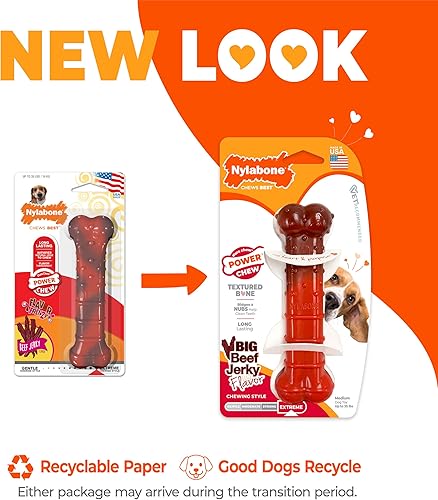 Vista 47 de Nylabone Flavor Frenzy Power Chew - Juguete masticable para perros sabor carne seca, tamaño pequeño/regular, 1 pieza