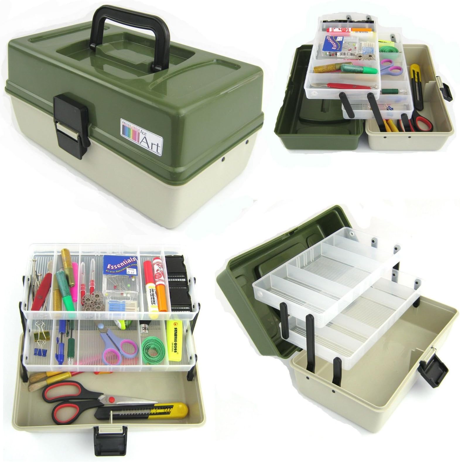 Ace Arts2 Tray Craft Cantilever Box Sewing Embellishment Beads Paints Art Artist Box