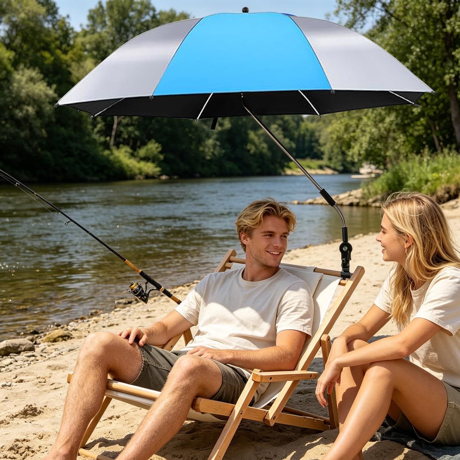 Generico Ombrello da Spiaggia per Sedia Tettuccio A Clip Con Protezione UV | Ombrello Regolabile con Morsetto da Sedia Per Patio, Giardino, Vacanza, Spiaggia, Cortile, Balcone, Campeggio E Pesca