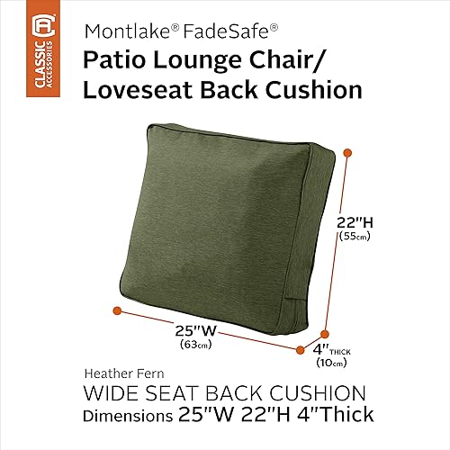 Miniatura 2 de Classic Accessories Montlake FadeSafe - Sillón de patio o sofá biplaza, 25 x 22 x 4 pulgadas, combo de cojín con respaldo de almohada Heather Fern