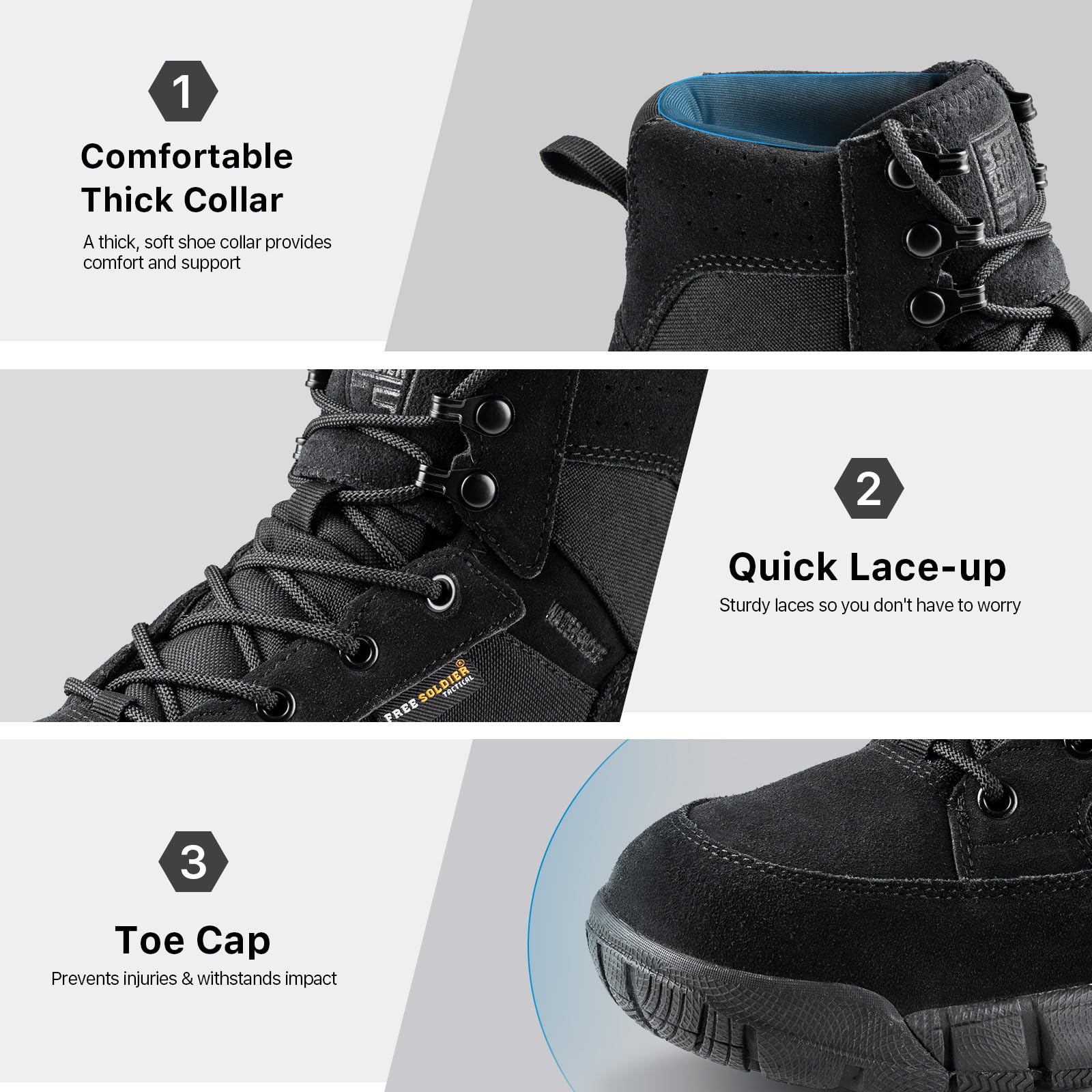 FREE SOLDIER Herren Stiefeletten Ultralight Military Tactical Arbeit Stiefel Knöchelhoch 6" Inch Zoll Spitze bis atmungsaktiv Desert Boots