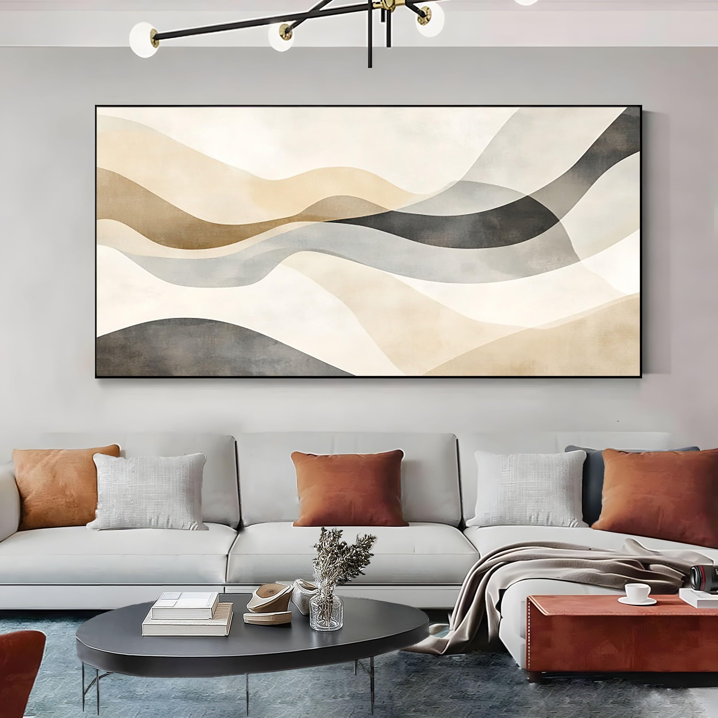 SKOEUI Grande Quadri Moderni Linea Ondulata Astratta 50x100 cm Paesaggio Minimalista Stampe su Tela Senza Cornici per Arredo Casa Decorazione Moderna per Salone e Ufficio