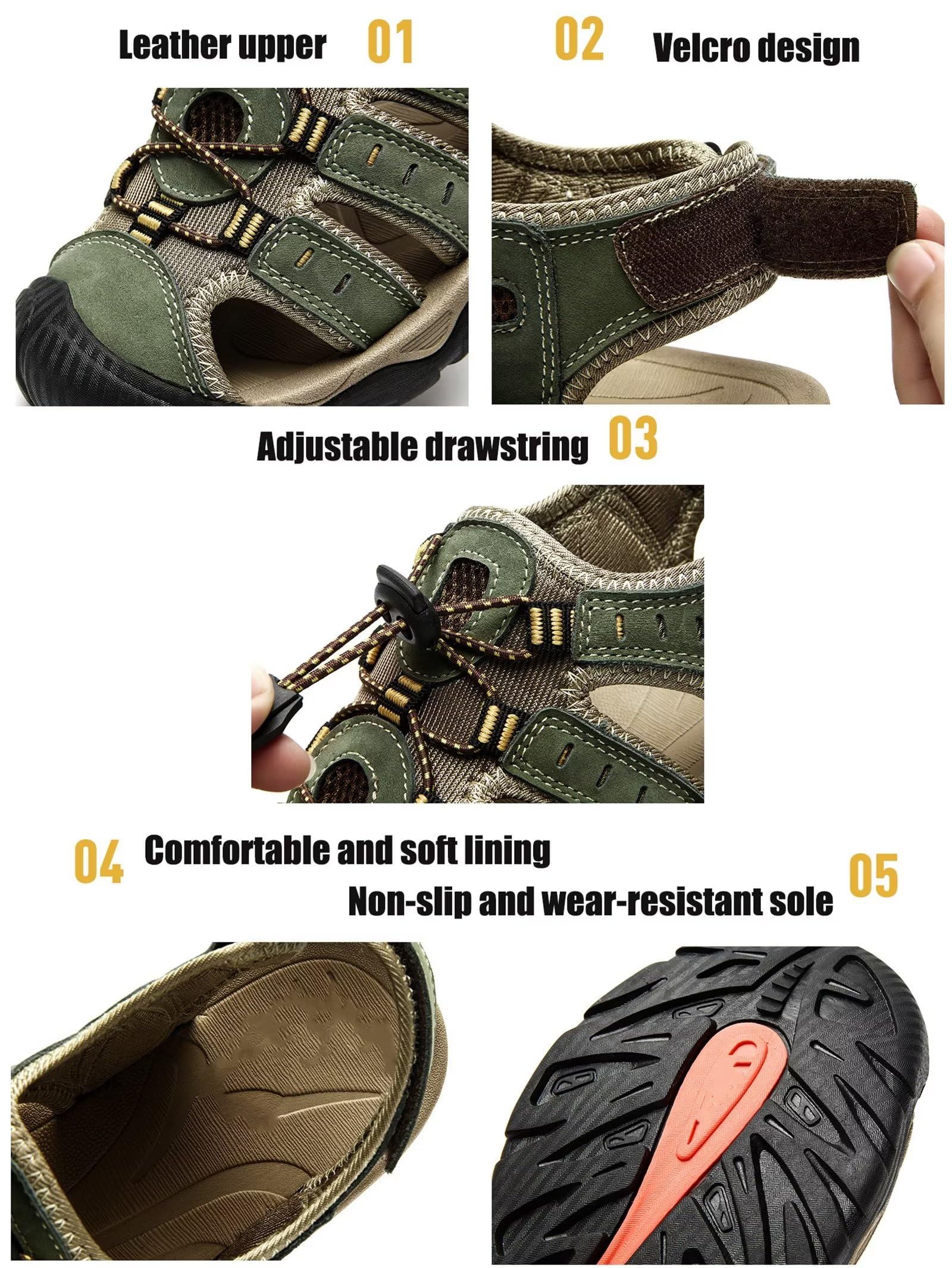 Sandale de sport homme respirantes avec bout fermé ‎Chaussures plage,Plein Air,Randonnée,Sandale Trekking Homme été