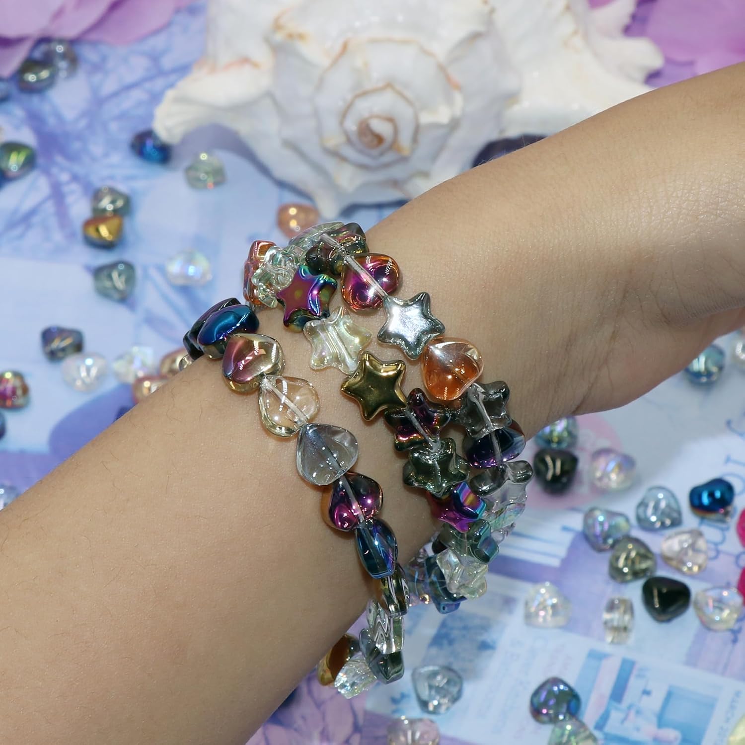 100 Pcs Heart Beads Glass Crystal Plated Spacer Beads for DIY Craft Jewelry Making Bracelets Necklace 8mm (Heart) - Image 3