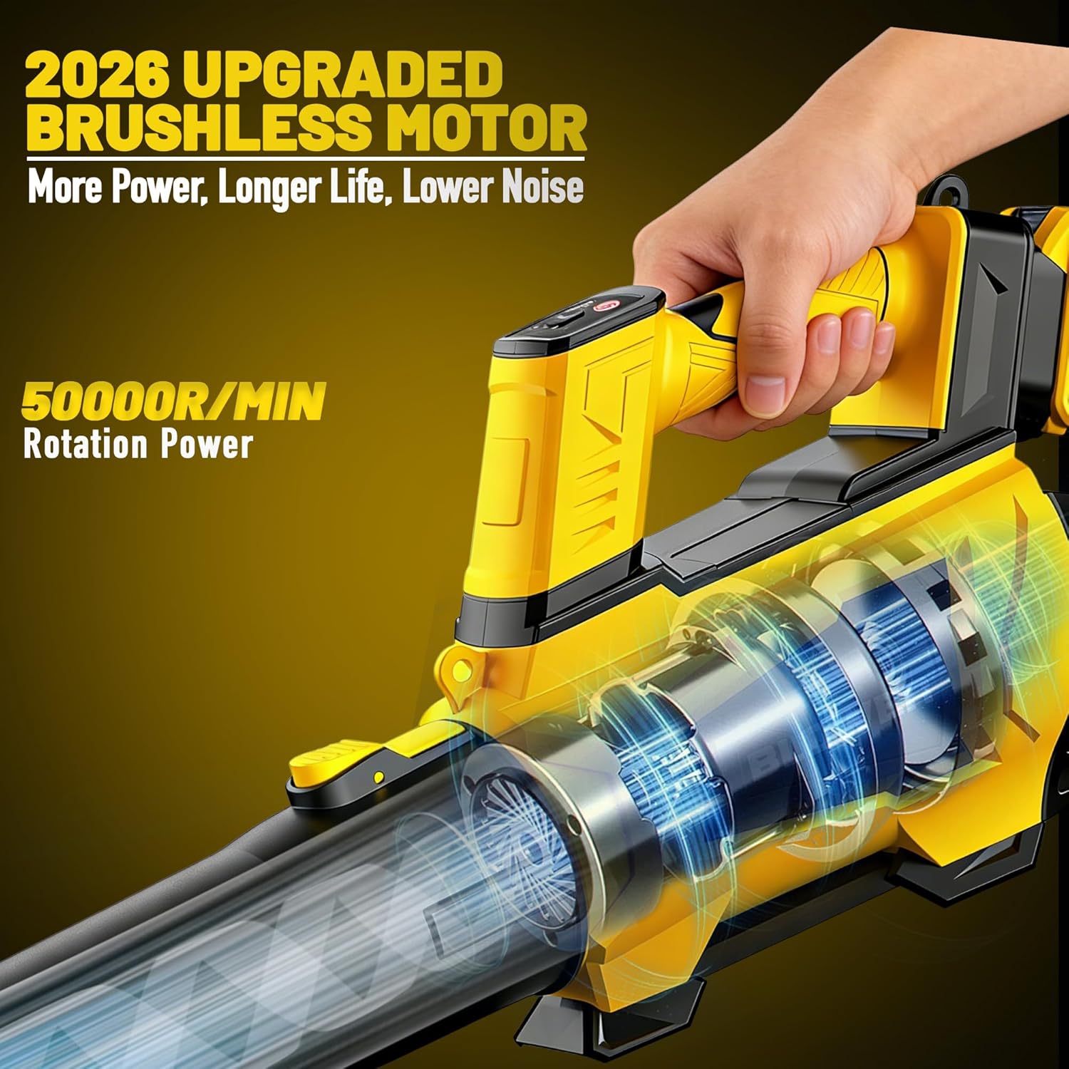 Cordless Leaf Blower Compatible with Dewalt 20V Battery(No Battery), 250MPH | 750CFM | 6 Speed Brushless Powerful Electric Leaf Blowers for Lawn Care, Patio, Blowing Leaves (No Turbofan)