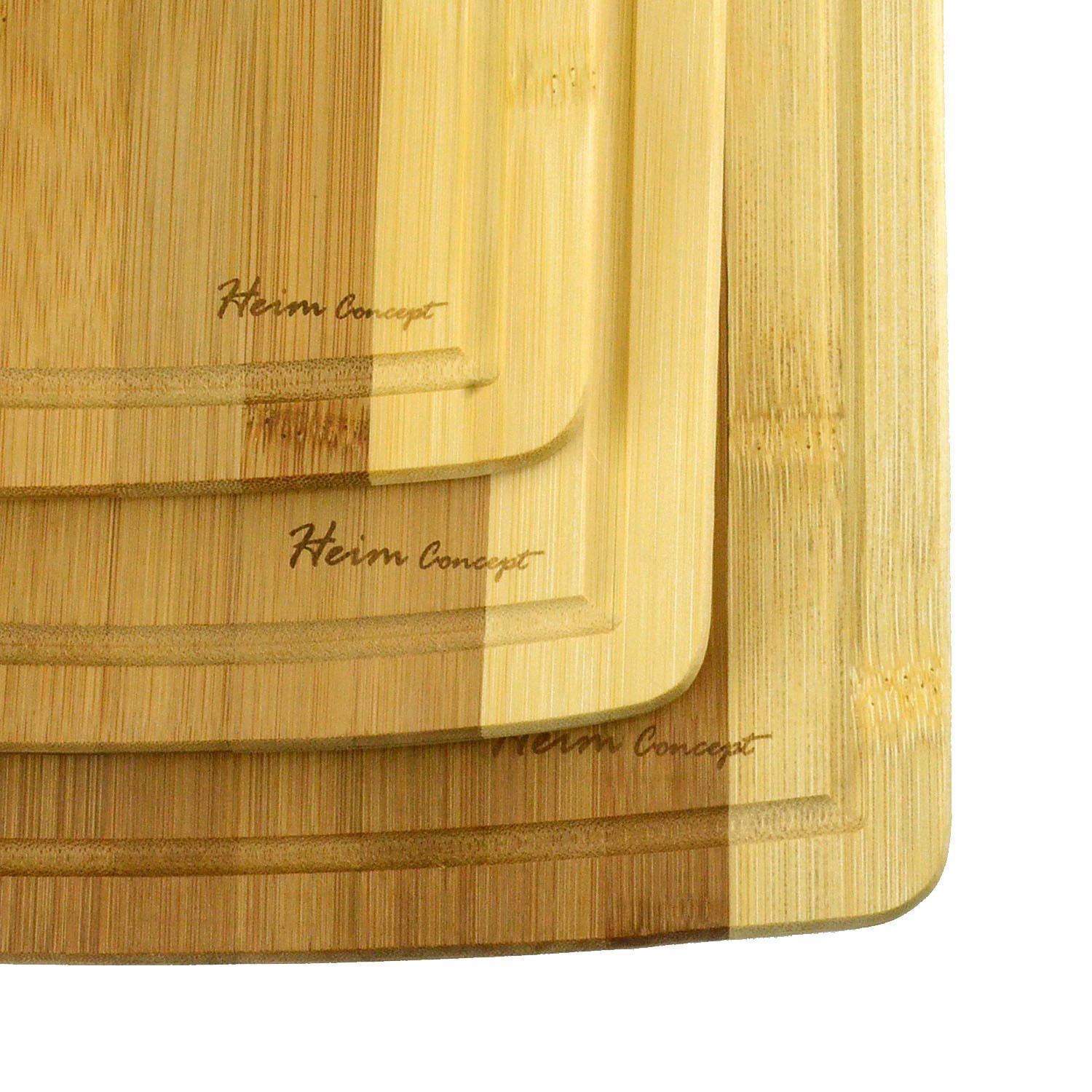 Organic Bamboo Cutting Board 3PC Set, Heim Concept Various Convenient Sizes Eco- Friendly Bamboo Premium Wood Chopping Board With Drip Groove by Heim Concept