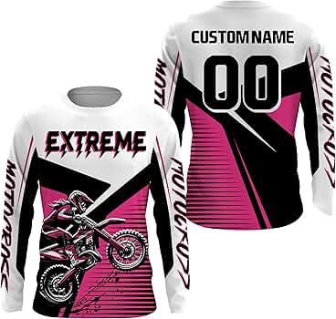 Amazon.com: Pink Motocross Jersey Upf30+ Personalized Dirt