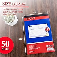 Vista 2 de BAZIC Products Libro de facturas, 50 juegos de 5 9/16 pulgadas x 8 7/16 pulgadas, 2 partes sin carbono, cubierta envolvente blanca y encuadernada