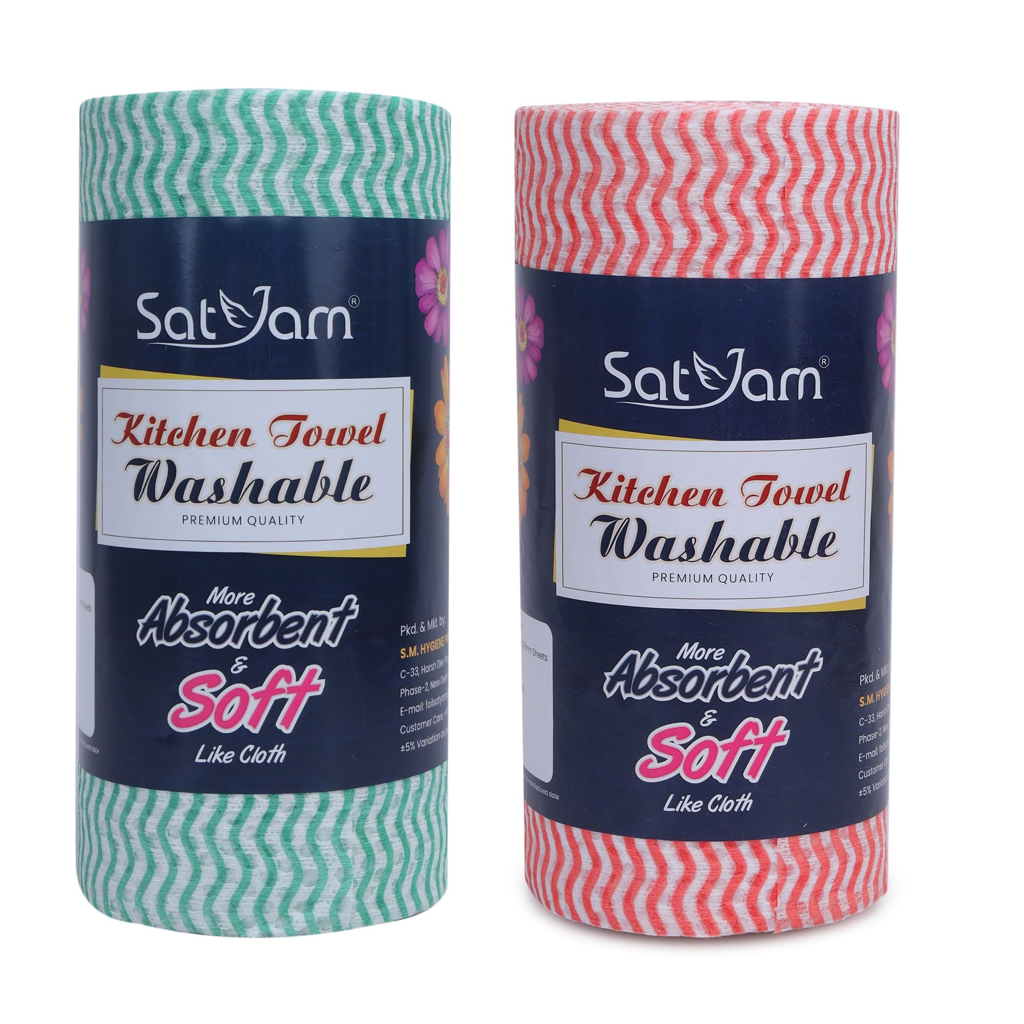 Washable Kitchen Towel Roll, Non Woven Reusable Cleaning Wipes, Highly Absorbent Multipurpose Cloth, 30 Pulls Per Roll, Pack of 1, 30 Sheets (Pack of 2 Multicolor)-image-39