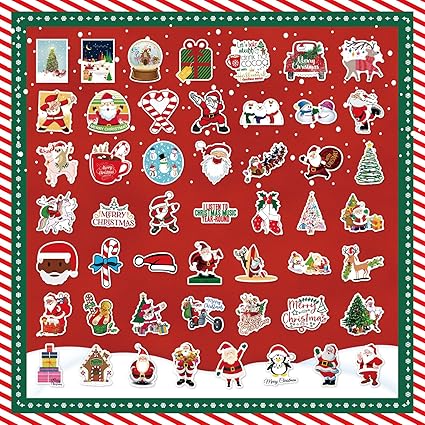 Amazon Co Jp Yasticker クリスマス ステッカー 大量 100枚セット サンタクロース コラージュ 素材 かわいい おしゃれ 飾り Diy 水筒 ギフトシール 防水 スーツケース ギター 車 バイク 自転車 ヘルメット パソコン ラップトップ 携帯 ノート タブレット Merry Christmas