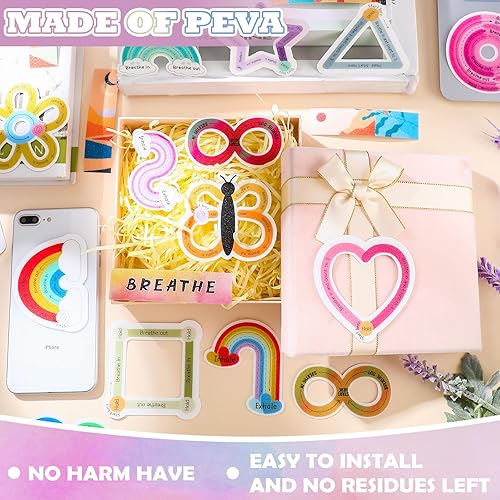 Vista 76 de 80 calcomanías sensoriales de ansiedad con citas inspiradoras, tiras texturizadas tranquilas, para alivio de la salud mental, calcomanías