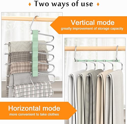 Miniatura 3 de Paquete de 2 perchas para pantalones que ahorran espacio, estante multifuncional antideslizante para pantalones, tubo de acero inoxidable grueso,