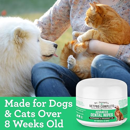 Miniatura 7 de VetPro Complete Dr. Joseph's Advanced - Toallitas dentales para perros, 50 unidades, limpiador de dientes fácil para perros y gatos con menta y