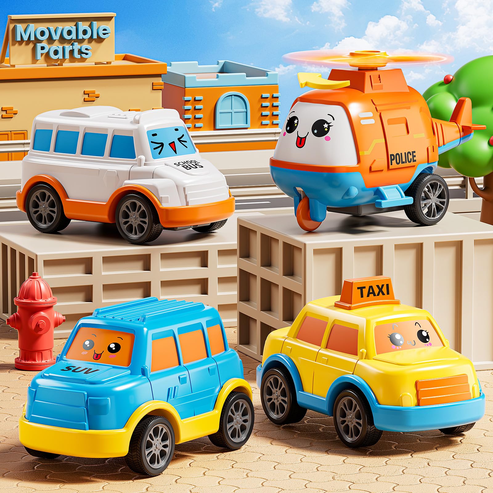 Camion per bambini dai 3 ai 4 anni, giocattoli per bambini 3, 4, 5, 6, 7 anni, 5 in 1, set di giocattoli per veicoli con suono e luce, regalo di compleanno di Natale per bambini