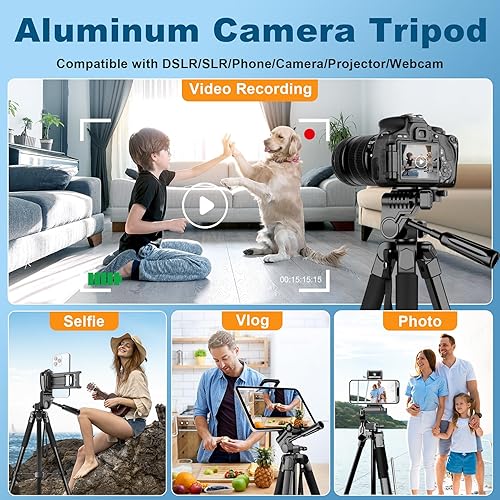 Miniatura 2 de Trípodes para cámara, trípode de 67 pulgadas para cámara, iPhone, iPad, tableta, trípode para cámara de video, con control remoto, trípode de