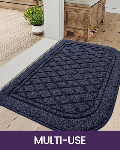 Miniatura 8 de DEXI Tapete de cocina de medio círculo, lavable para fregadero, esquina de interior, 23.5 x 35.5 pulgadas, color azul