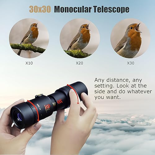 Vista 4 de 300x40 Monocular Telescope for Adults High Powered, Super Telephoto Zoom Monocular Telescope for Smartphone, Mini Handheld Monoculars with Flexible