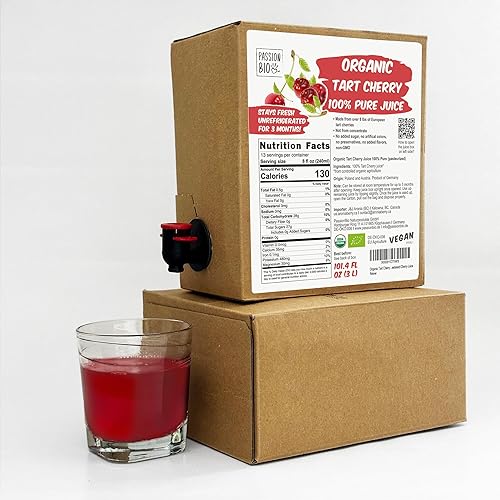 Miniatura 3 de Caja de jugo de cereza ácida orgánica de 101.4 onzas líquidas  Jugo de cereza ácida 100% puro, sin azúcar añadido, sin concentrado, vegano,