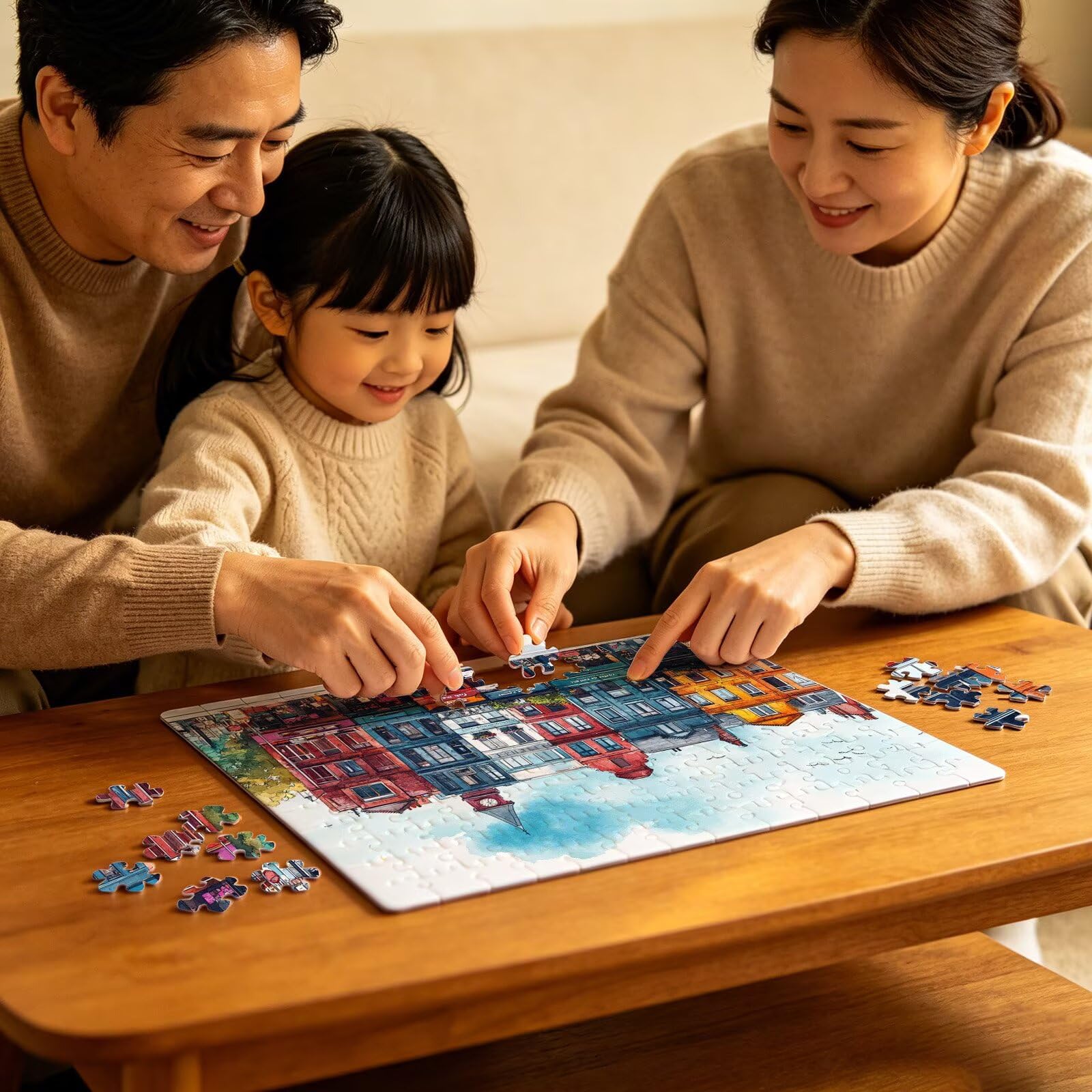Puzzle 3000 elementów abstrakcyjnych domów (3) - duże drewniane puzzle - puzzle 3000 elementów dla dorosłych - gra inteligencyjna - z wykwintnym pudełkiem do pakowania - precyzyjne cięcie - jakość