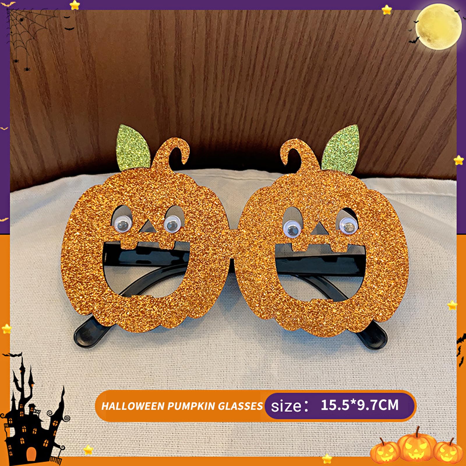 EULAPGOE 4PCS Halloween Paper Eyeglasses Novelty Fun Halloween Funny Glasses Paper Party Decorative Glasses Pumpkin Spooky Spider Bat Cosplay Halloween Party Decorations Favor Supplies for Kids Adults - Image 4