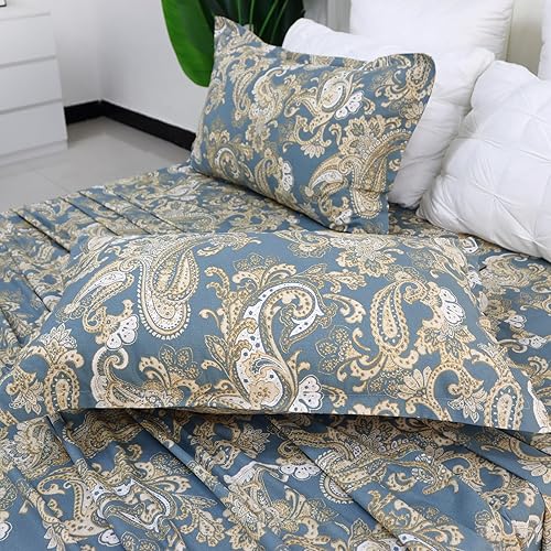 Miniatura 9 de Juego de sábanas de algodón egipcio ultrasuave y transpirable con sábana bajera de bolsillo profundo, sábana encimera y fundas de almohada, 4