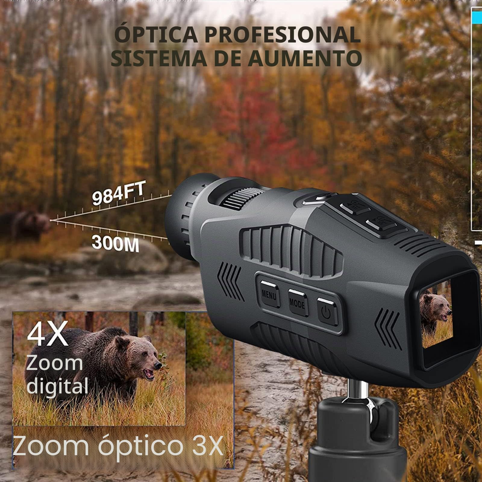 Dispositivo de visión nocturna monocular, 1080P Full HD para fotos y vídeos, dispositivo de visión nocturna portátil, 5 x zoom digital, monocular infrarrojo para viajes de día y noche, caza, camping,