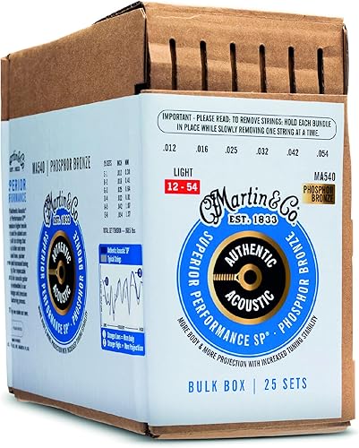 Miniatura 5 de Martin Auténticas cuerdas de guitarra acústica, luz personalizada de rendimiento superior 11-52, bronce fósforo 92/8, 25 juegos