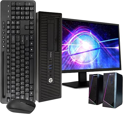 HP ProDesk 600G1 Business Desktop PC - Intel i5, 8 GB de RAM, disco duro de 500 GB, Windows 10 Pro de 64 bits, 24 monitores, teclado y mouse