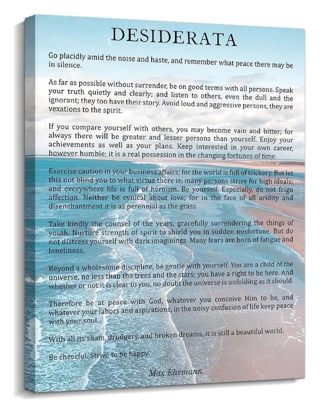 MDBJTCYZN Desiderata Poem on Canvas - Go Placidly Amid Noise & Haste Wall-Art, Inspirational Quote Decor(Unframed,08x12inch(20x30cm))