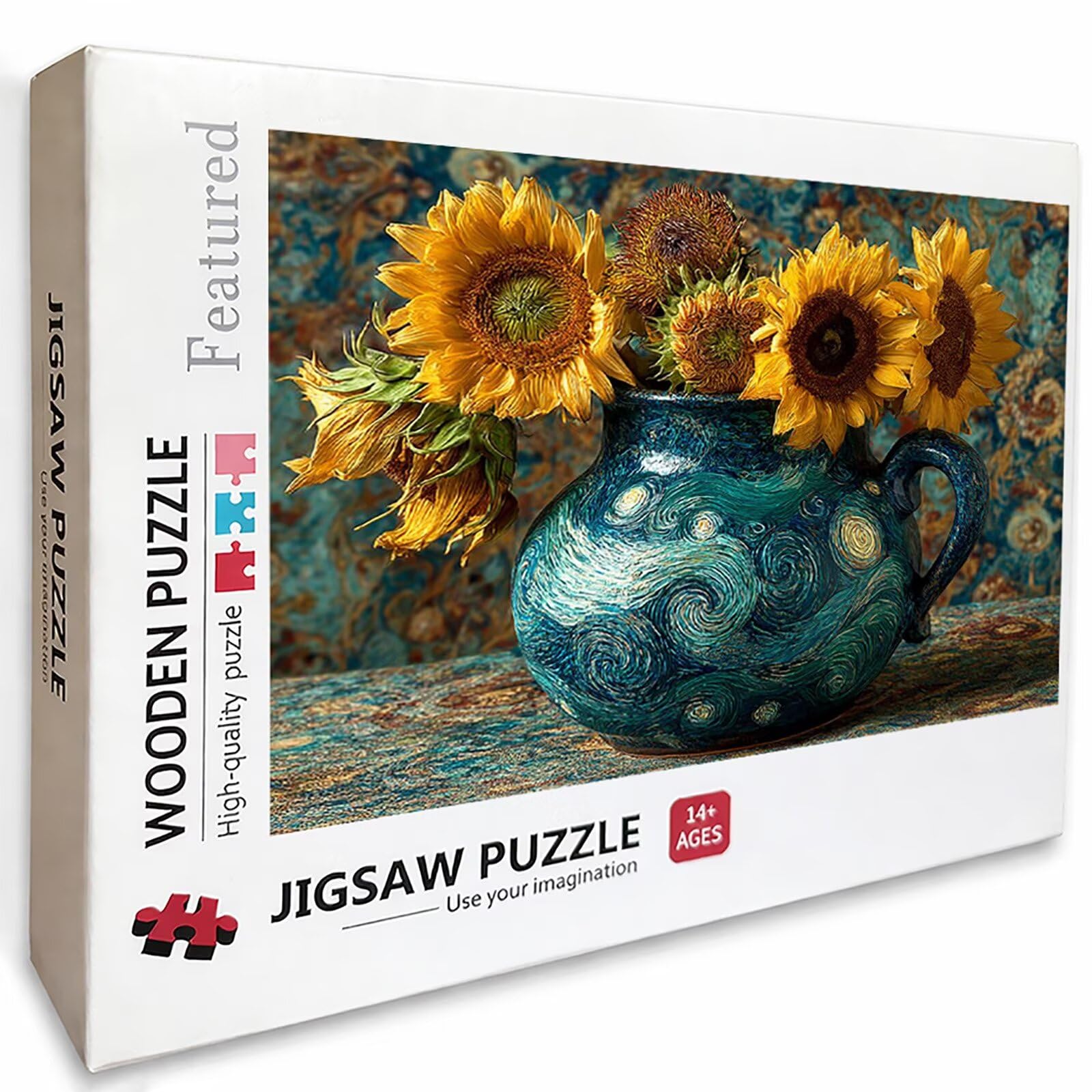 Słonecznik drewniane puzzle, gwiaździste niebo Puzzle 2000 sztuk dla dorosłych z kompaktowym pudełkiem 99 x 70 cm, łamigłówki, kreatywne gry logiczne dla mężczyzn, kobiet, nastolatków, prezenty, O
