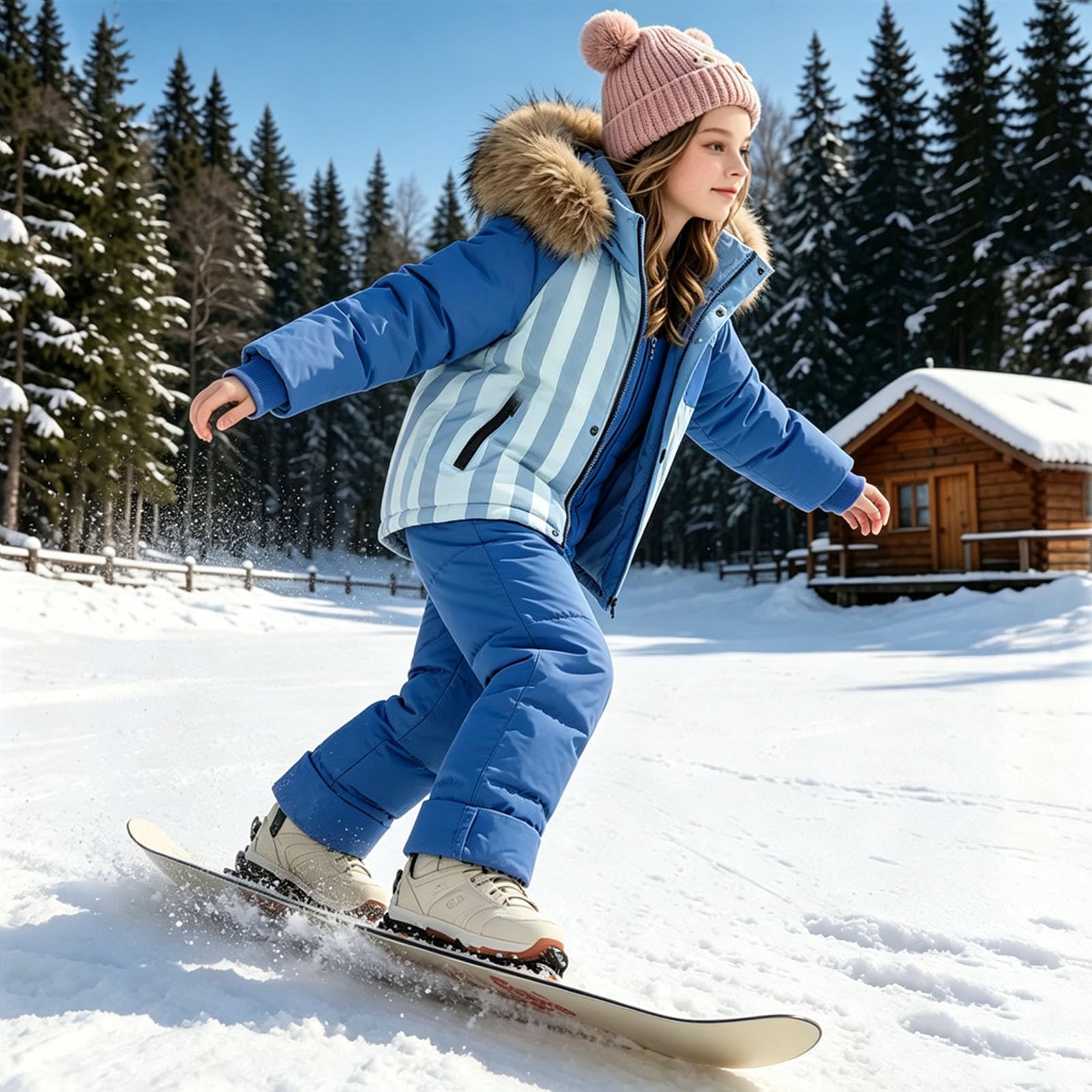 Gestreift Schneeanzug Kinder Skianzug Zweiteiler Winteranzug Warm Skianzüge