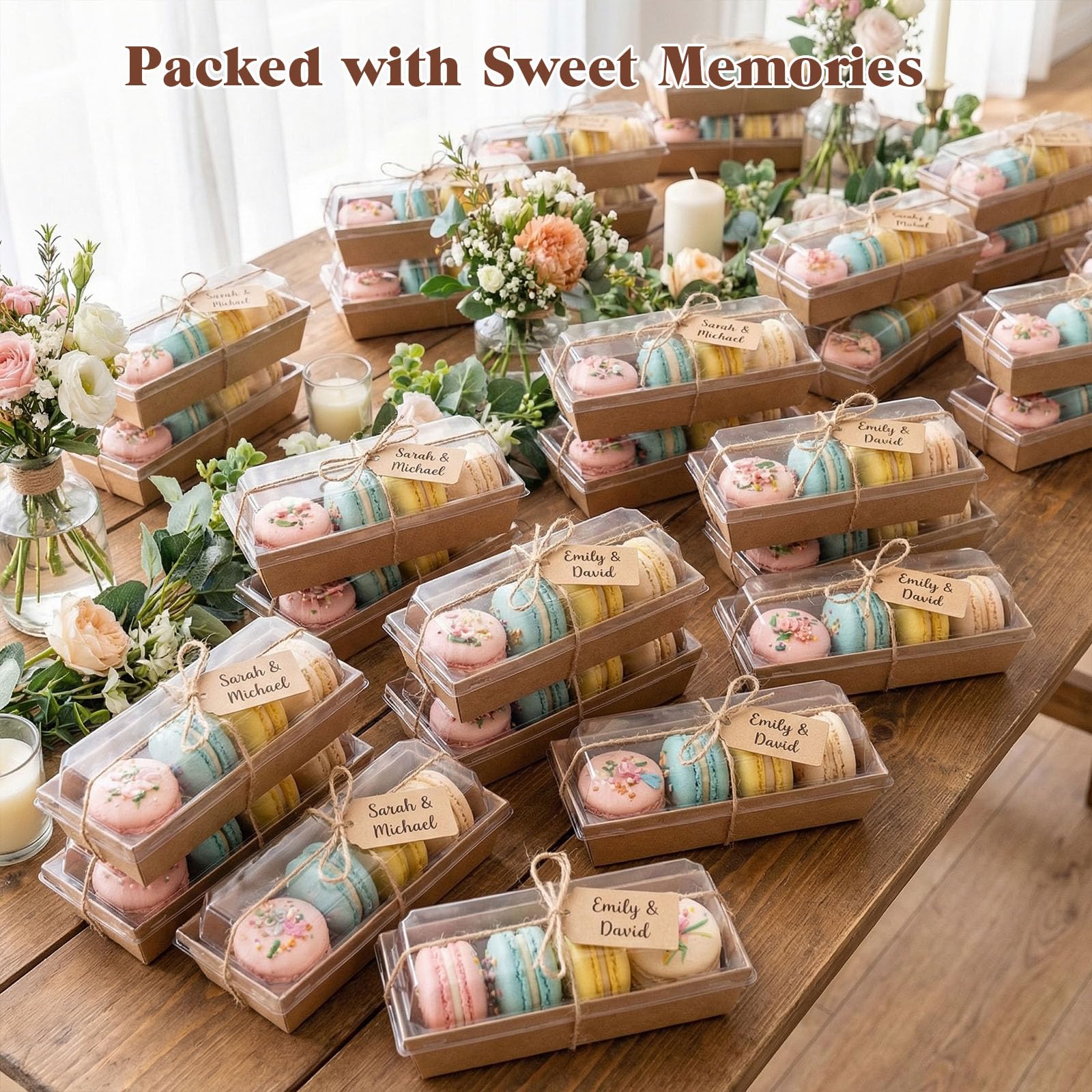 VGOODALL Lot de 48 boîtes à charcuterie, petites boîtes en papier avec couvercle transparent pour sandwich, dessert, gâteau
