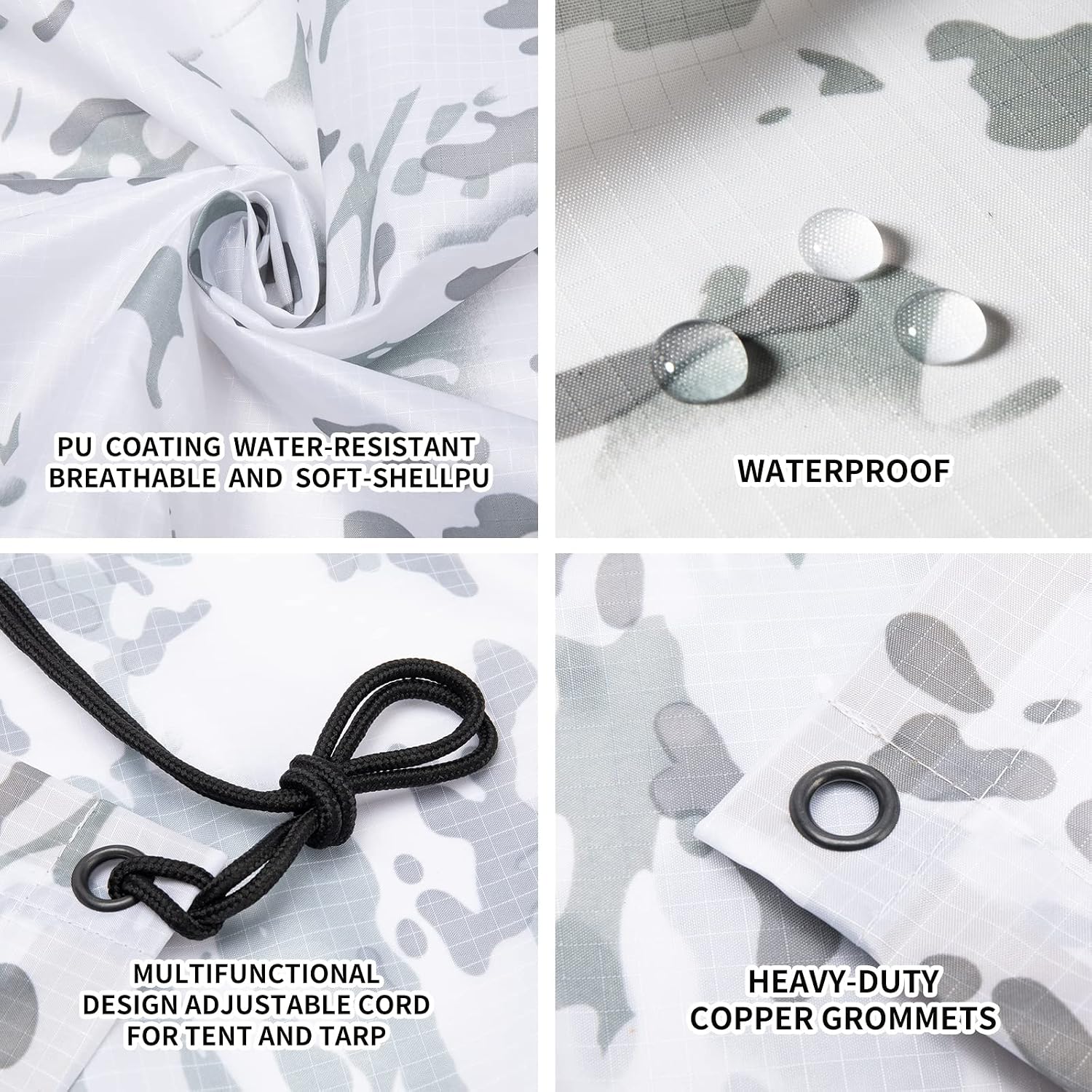 Camo Rain Poncho, Multi Use Waterproof Rain Coat