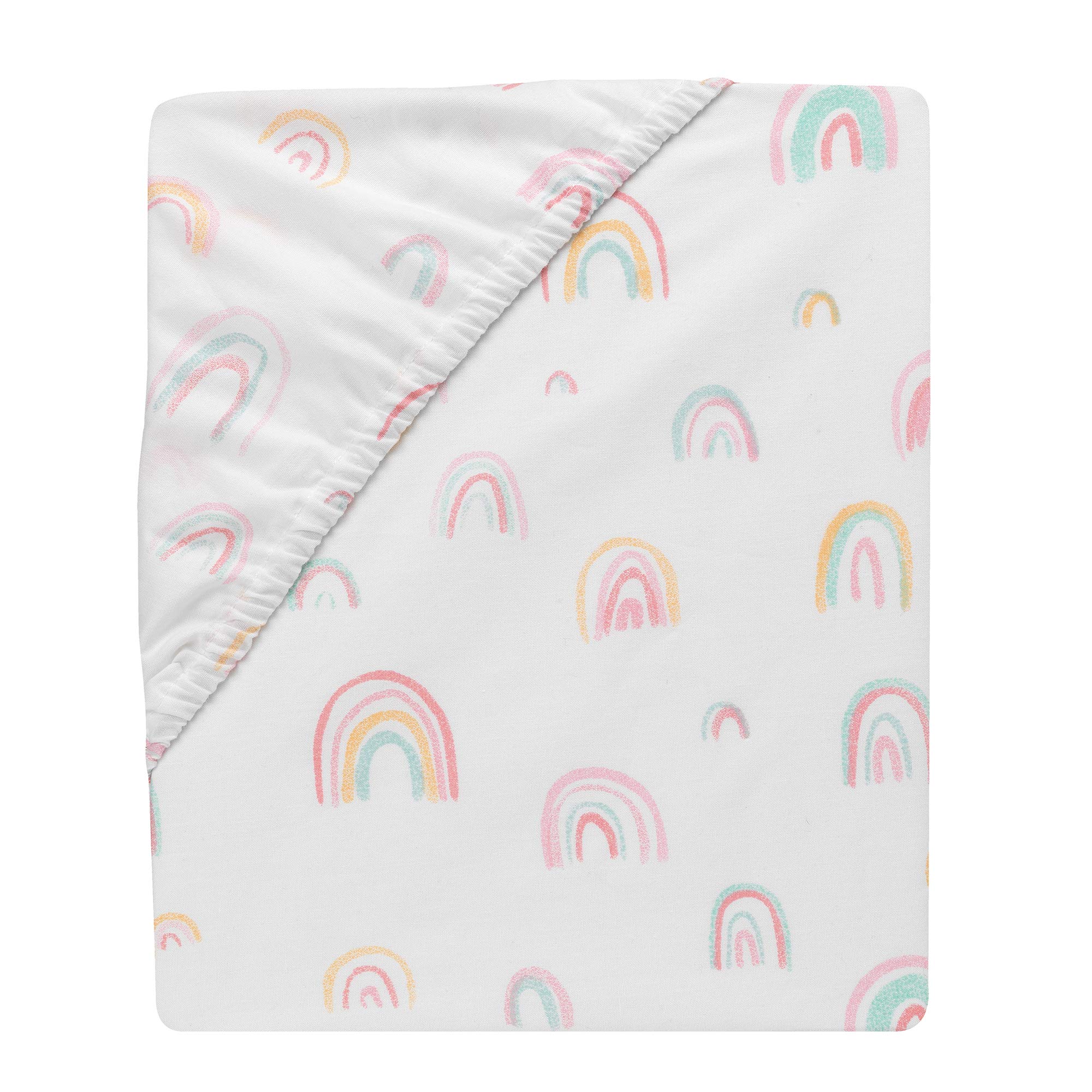Lambs & Ivy Spannbettlaken für Babybett, 100 % Baumwolle, Pastellfarben, Regenbogenfarben