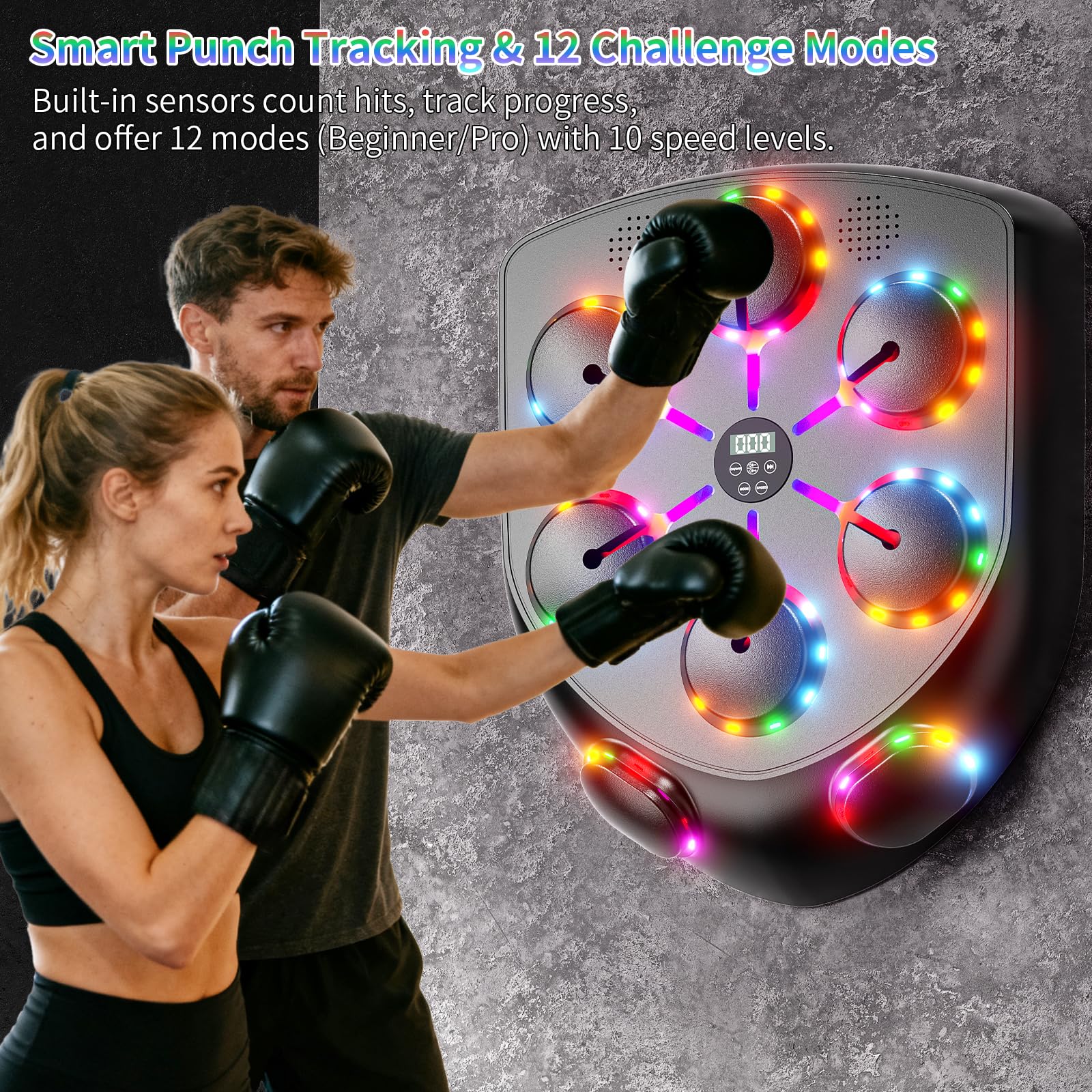 Music Boxing Machine per Adulti con Luci LED Bluetooth e Guantoni Allenamento Ideale Casa Ufficio Palestra Attrezzatura Professionale