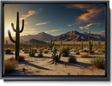 Watercolor Arid Desert Desert Landscape Sun Desert Desert Cactus Cacti Art desert landscape with cactus Wall Art Canvas Watercolor Canvas Print Art, Print