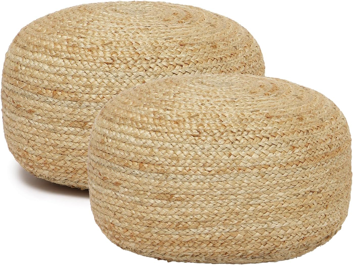 Amazon.com: Sintuff 2 Pieces Boho Ottoman Round Braided Natural Jute ...